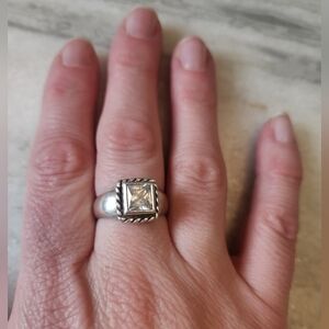 Silpada Elizabeth Sterling Silver Ring, 925, Square Stone, Size 10